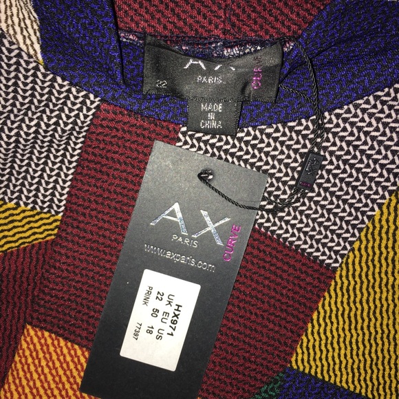 AX Paris Curve Patchwork High Neck Swing Dress - Picture 6 of 8